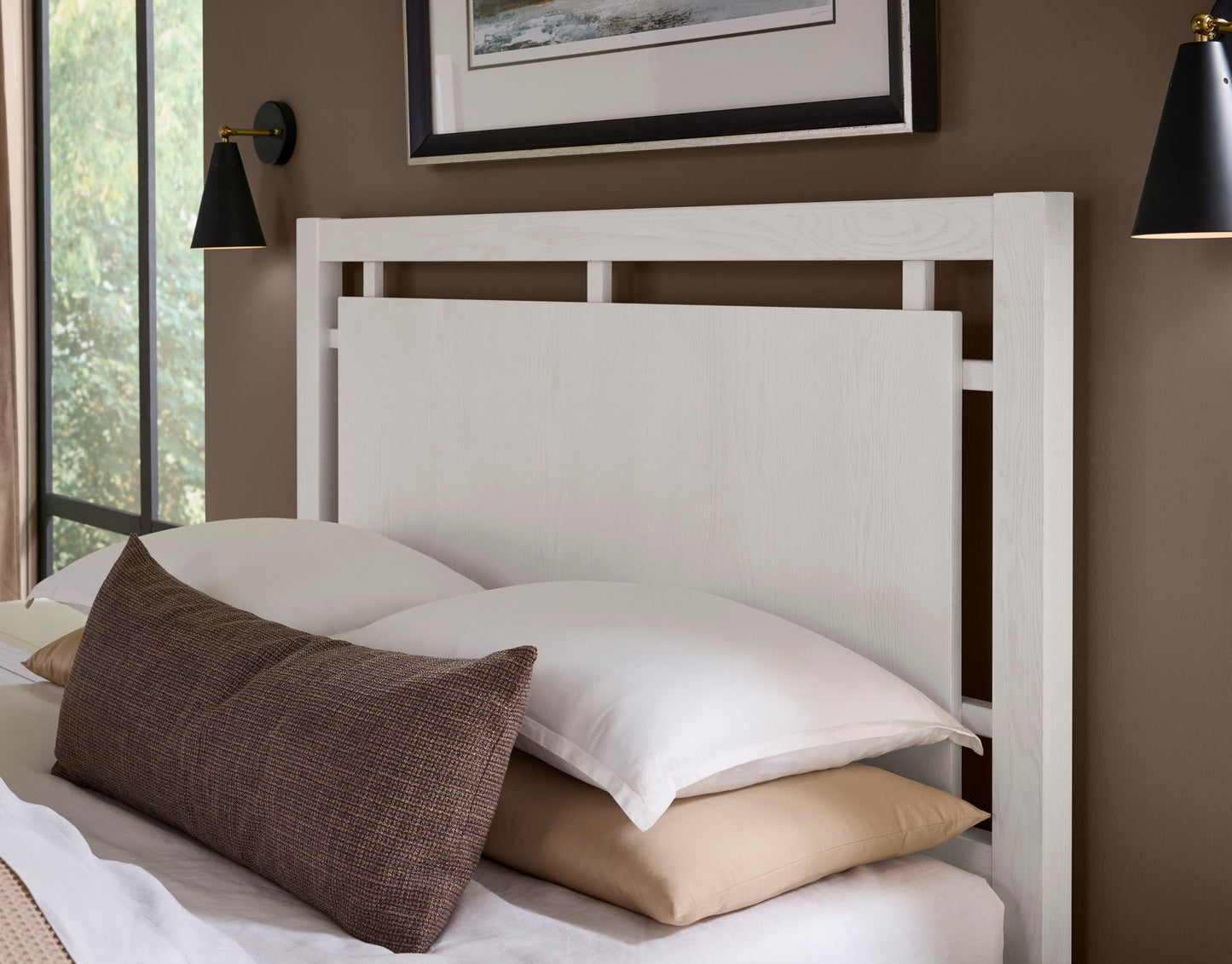 Lodge & Loft - Queen Floating Panel Headboard - Soft White