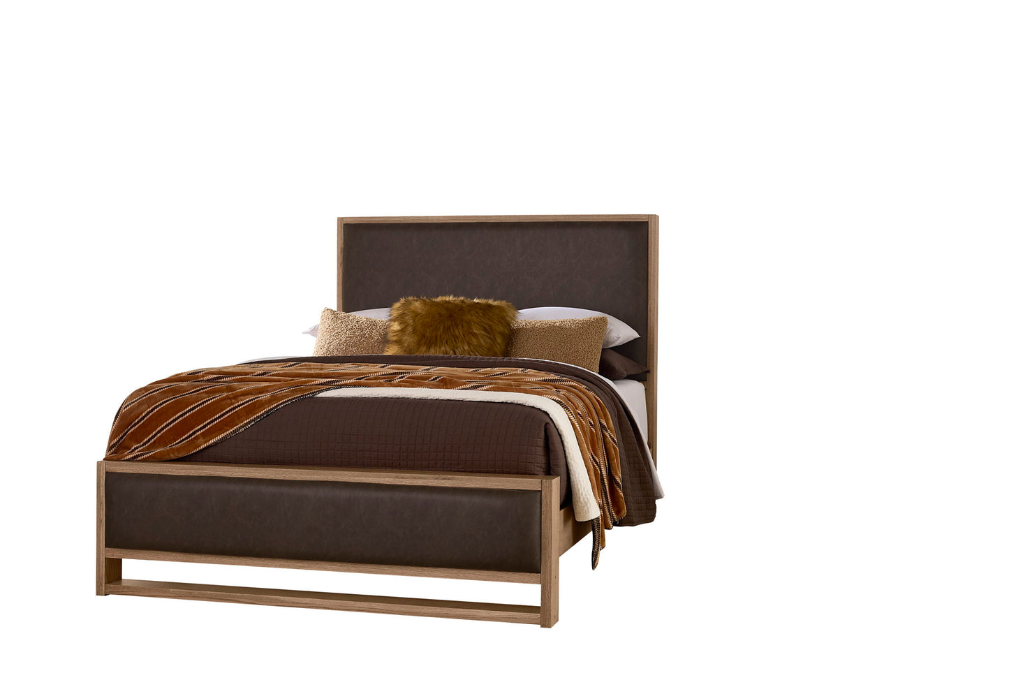Lodge & Loft - Queen Upholstered Footboard - Sedona Brown / Blond Oak