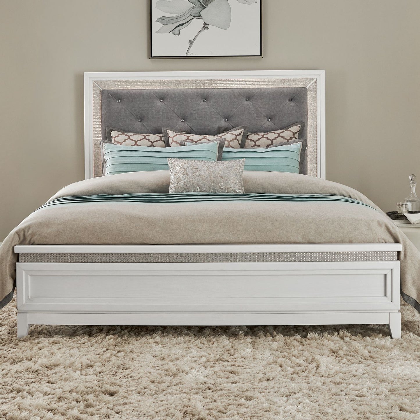 Reflections - California King Panel Bed Rails - Pearl White