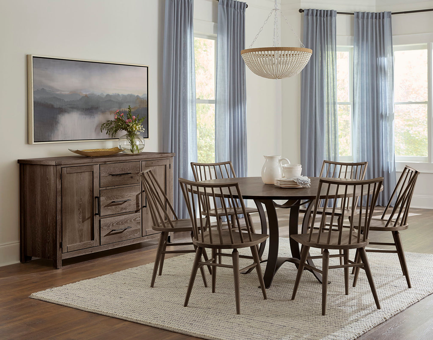Dovetail - Solid American Oak Round 60" Top - Aged Gray