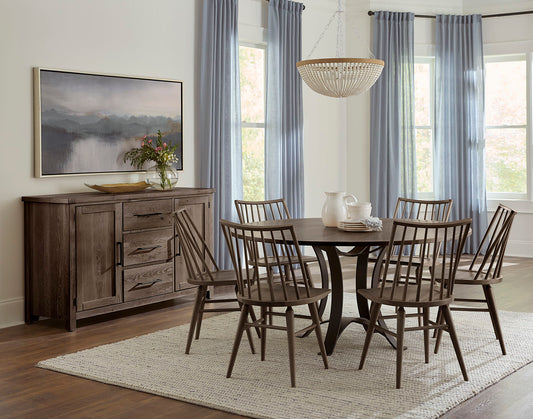 Dovetail - Solid American Oak Round 60" Top - Aged Gray