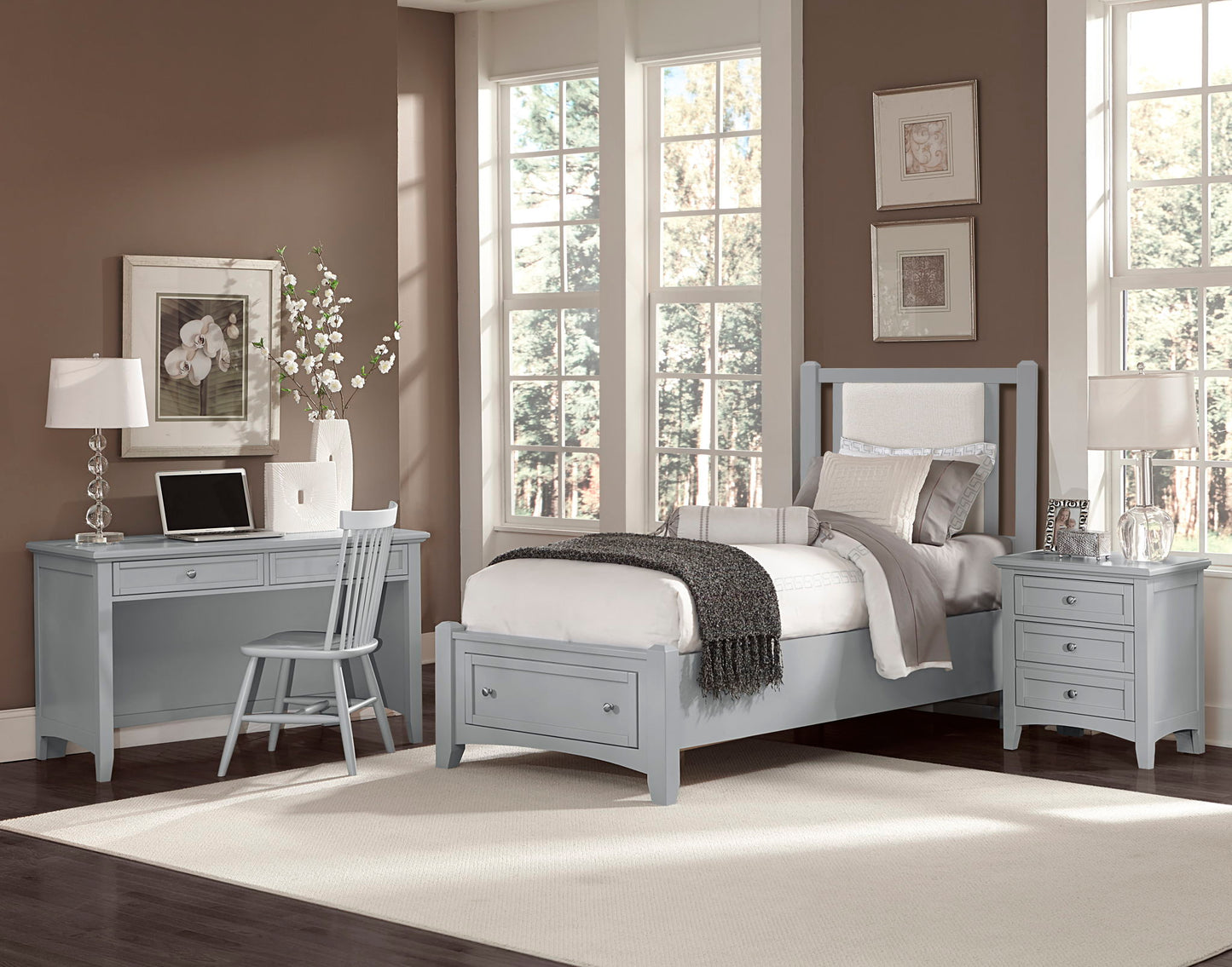Bonanza - Twin Upholstered Headboard Panel - Gray / Pebble Gray