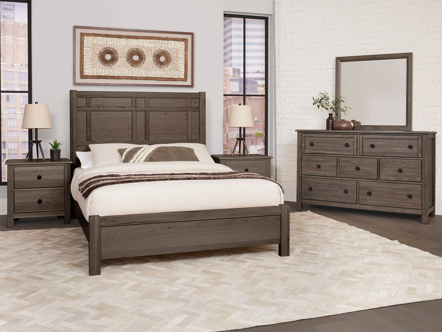 Custom Express - King Architectural Bed Footboard - Driftwood Gray