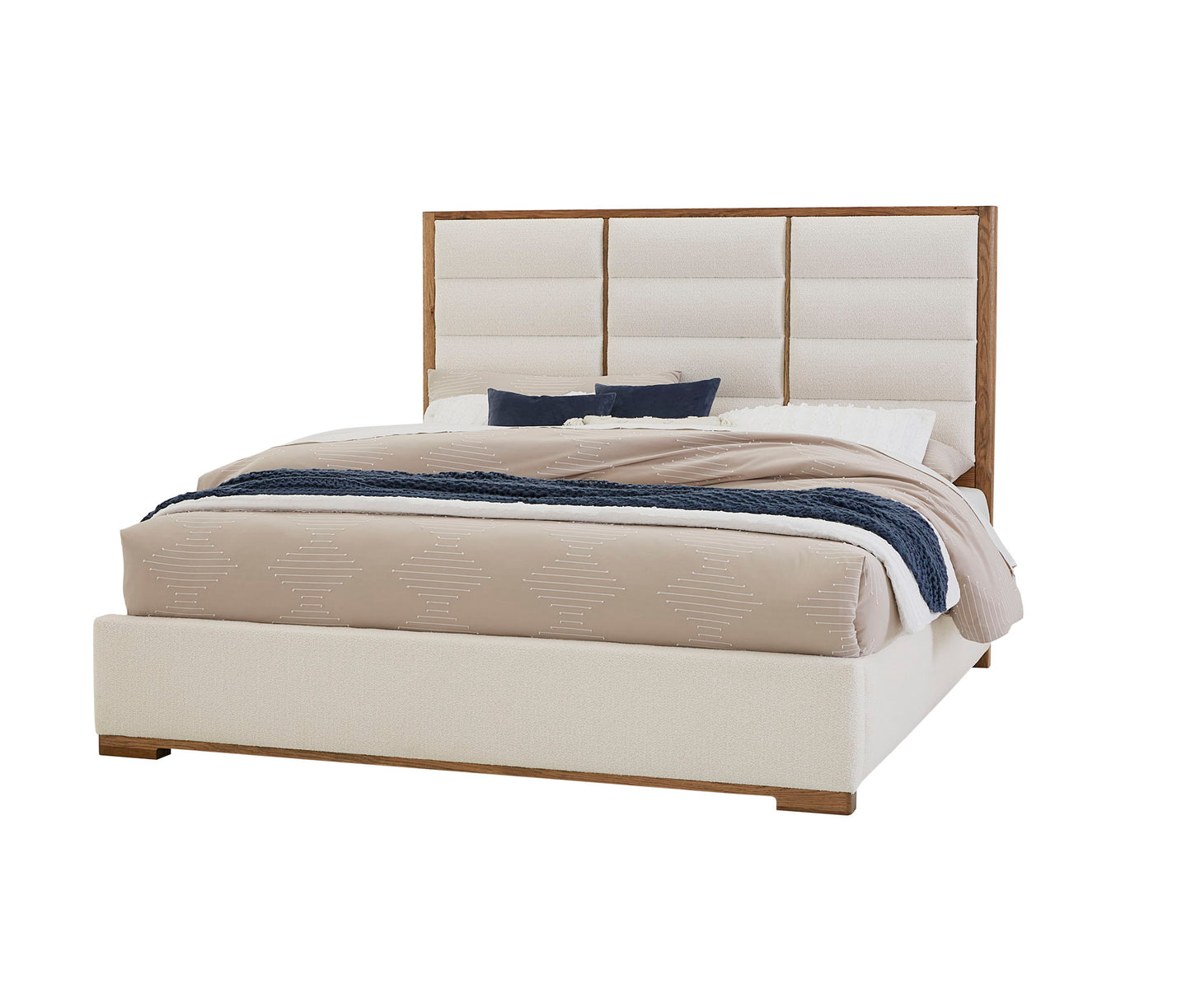 Crafted Oak - Erin's King/Queen Upholstered Rails - White Boucle