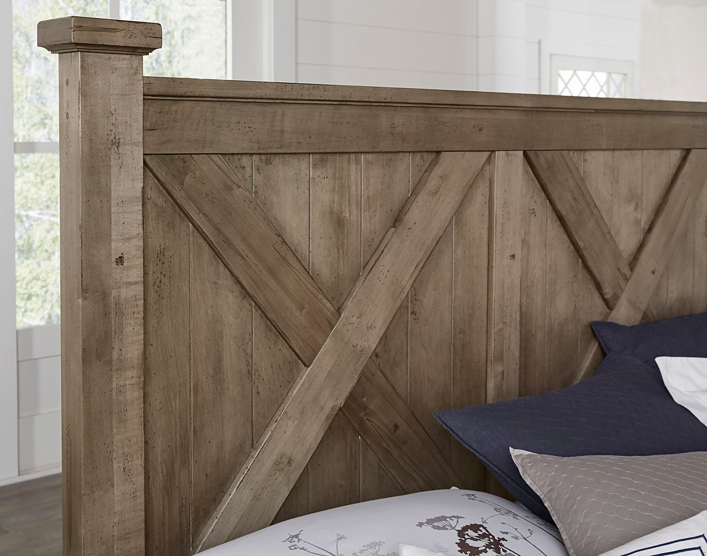 Cool Rustic - King X Bed Headboard - Stone Gray