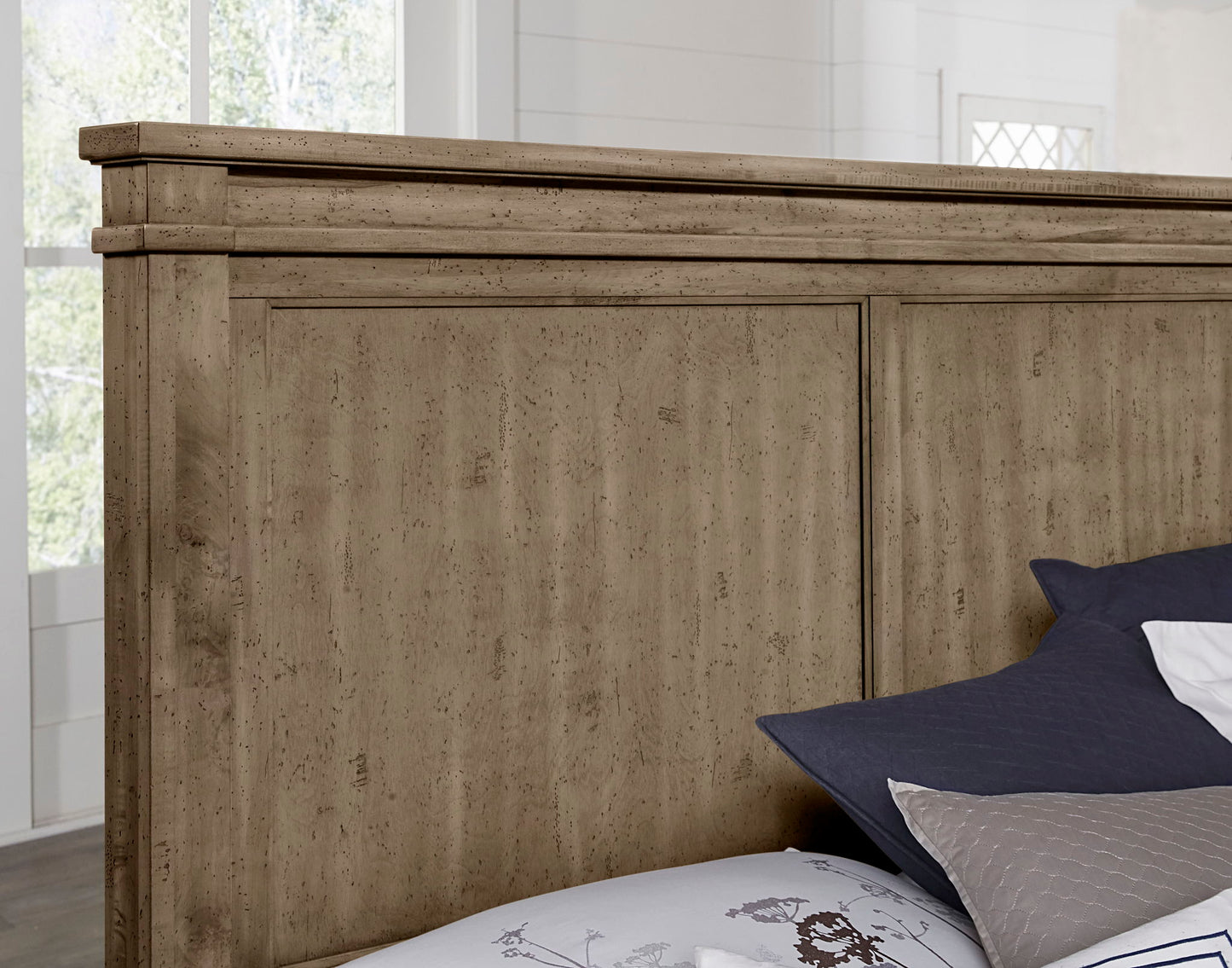 Cool Rustic - Queen Mansion Bed Headboard - Stone Gray
