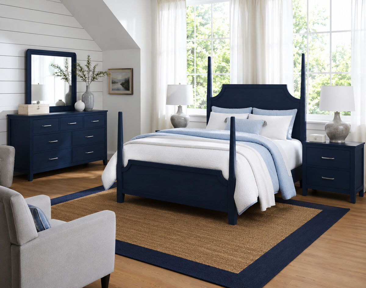 Tide & Timber - Queen Pencil Poster Headboard 5/0 - Luxe Blue Oak