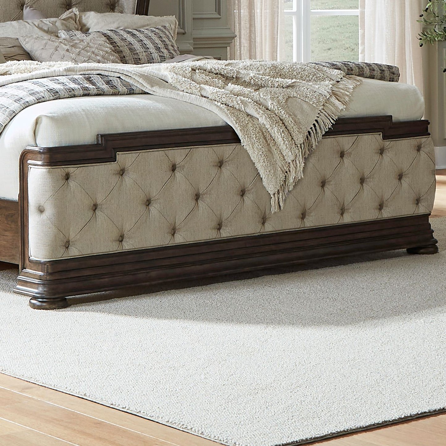 Providence Park - King Upholstered Shelter Footboard - Chateau Brown