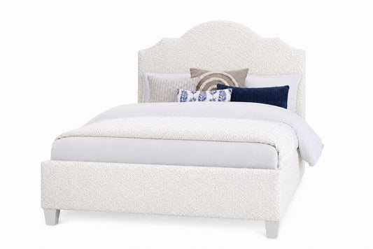 Tide & Timber - King Boucle Upholstered Headboard 6/6 - White / Luxe Blue Oak