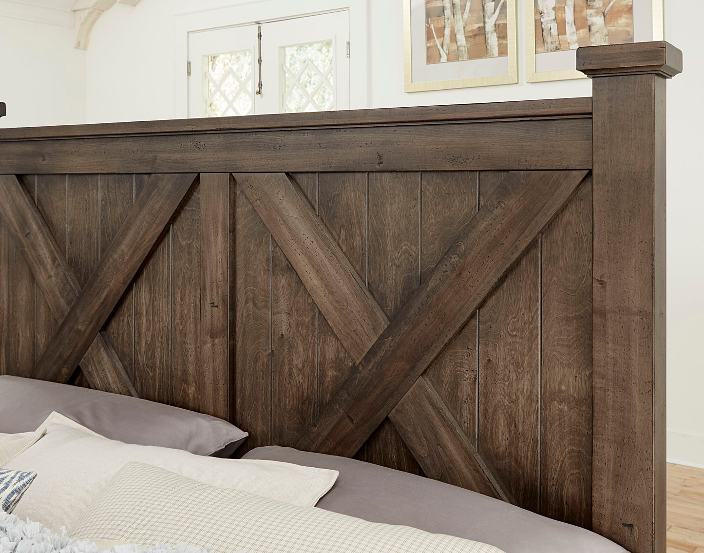 Cool Rustic - Queen X Bed Headboard - Mink