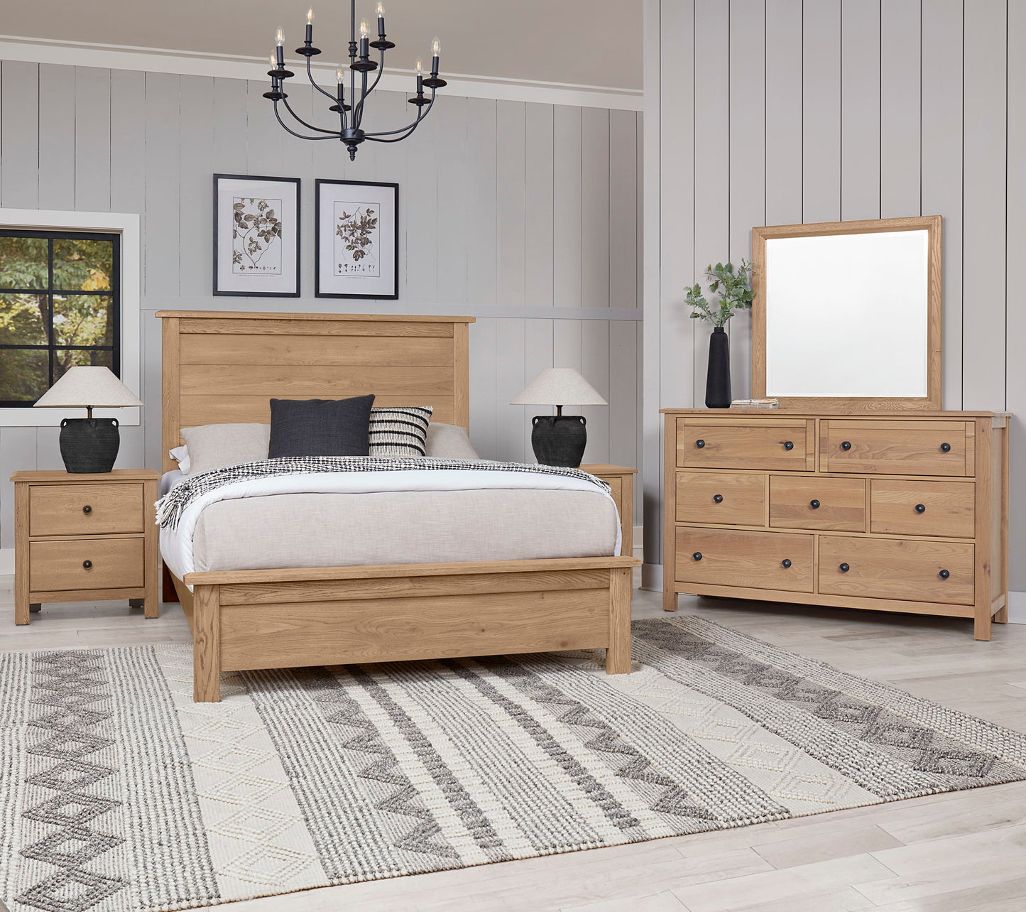 Custom Express - Queen Farmhouse Bed Headboard - Clear Oak