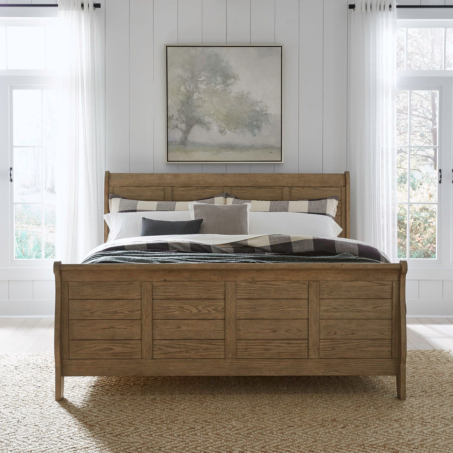Grandpas Cabin - King Sleigh Headboard & Footboard - Sandstone