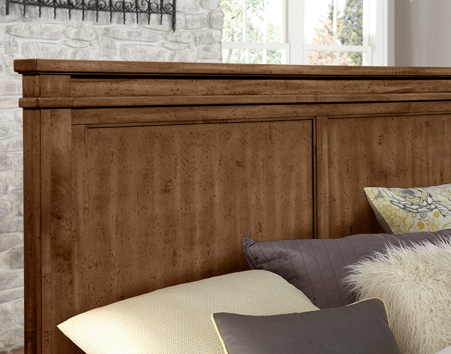 Cool Rustic - King Mansion Bed Headboard - Amber