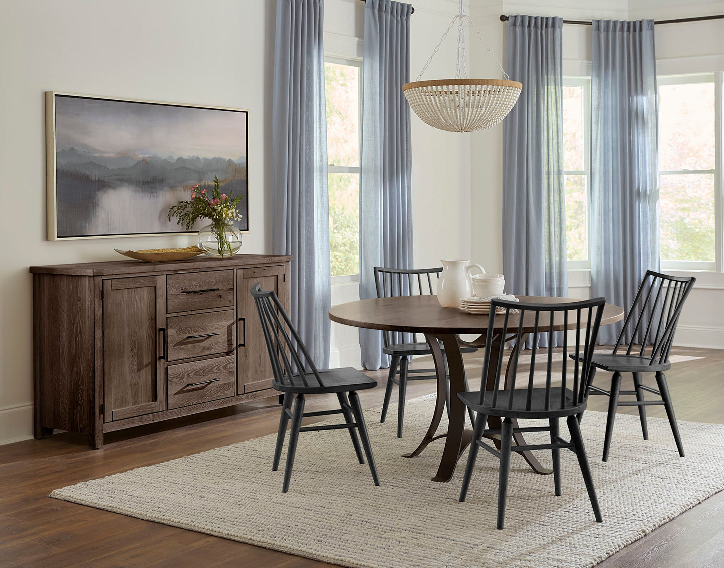 Dovetail - Solid American Oak Round 48" Top - Aged Gray