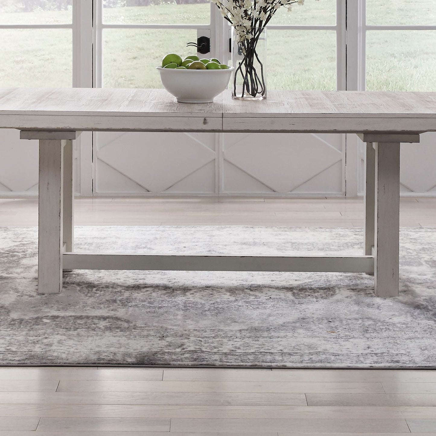 Backroads - Trestle Table Base - Weathered White & Parchment