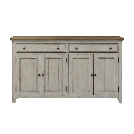 Farmhouse Reimagined - Server - Antique White / Chestnut Tops