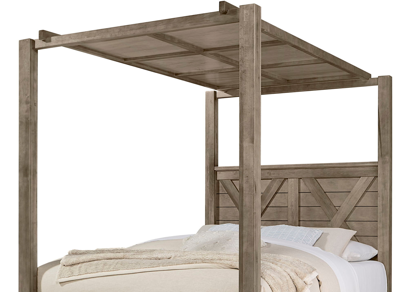 Cool Rustic - King And Queen Wood Panel Canopy - Stone Gray