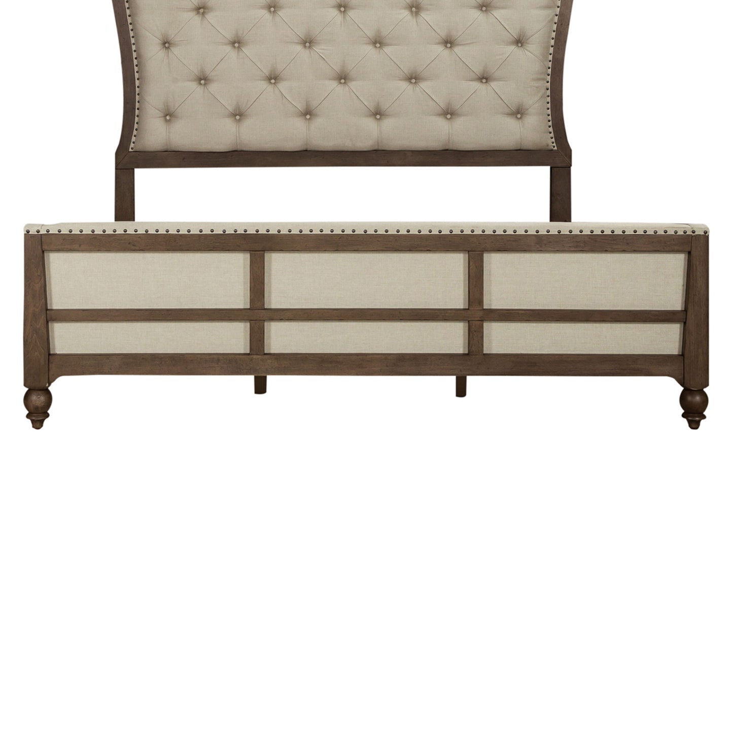 Americana Farmhouse - Queen Upholstered Shelter Footboard - Dusty Taupe