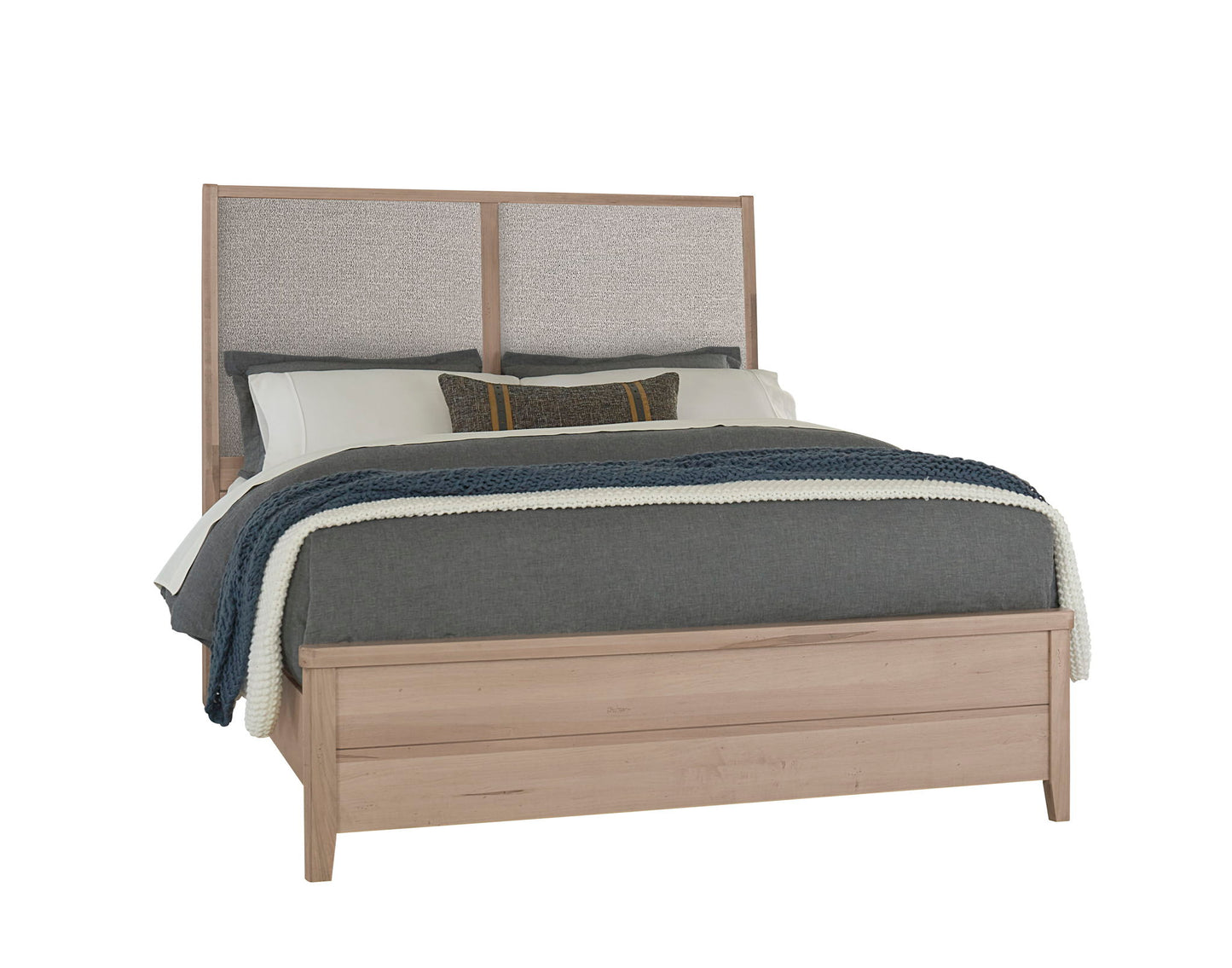 Woodbridge - Queen Gray Fabric Panels - Clear Maple