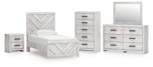 Cayboni Twin Panel Bed, Dresser, Mirror, Chest and Nightstand