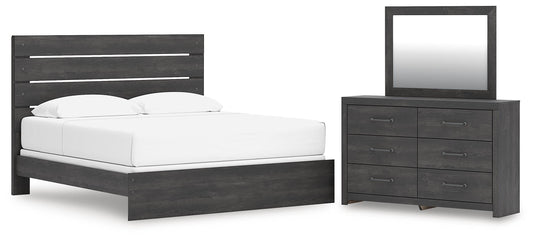 Hollivern King Panel Bed, Dresser and Mirror