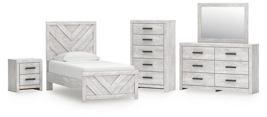 Cayboni Twin Panel Bed, Dresser, Mirror, Chest and Nightstand