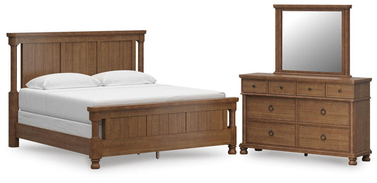 Chadworth King Poster Bed with Mirrored Dresser