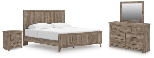Keithland King Panel Bed with Mirrored Dresser and Nightstand