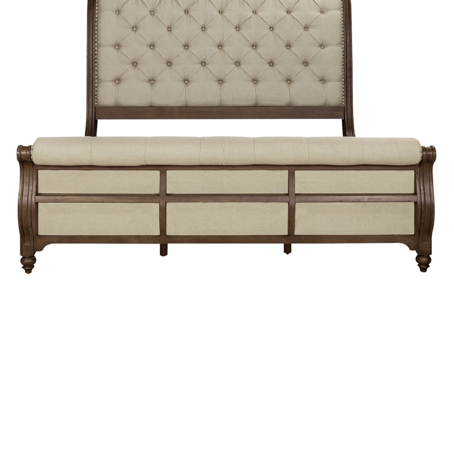 Americana Farmhouse - Queen Upholstered Sleigh Footboard - Dusty Taupe