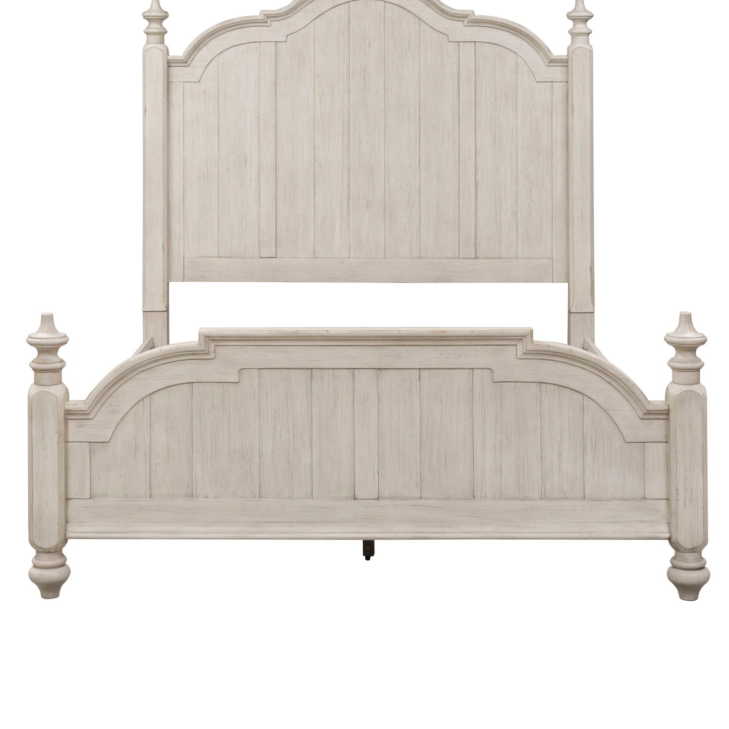 Farmhouse Reimagined - King Poster Footboard - Antique White / Chestnut Tops