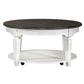 Allyson Park - 3 Piece Living Room Set (Round Cocktail Table) - Wirebrushed White / Charcoal