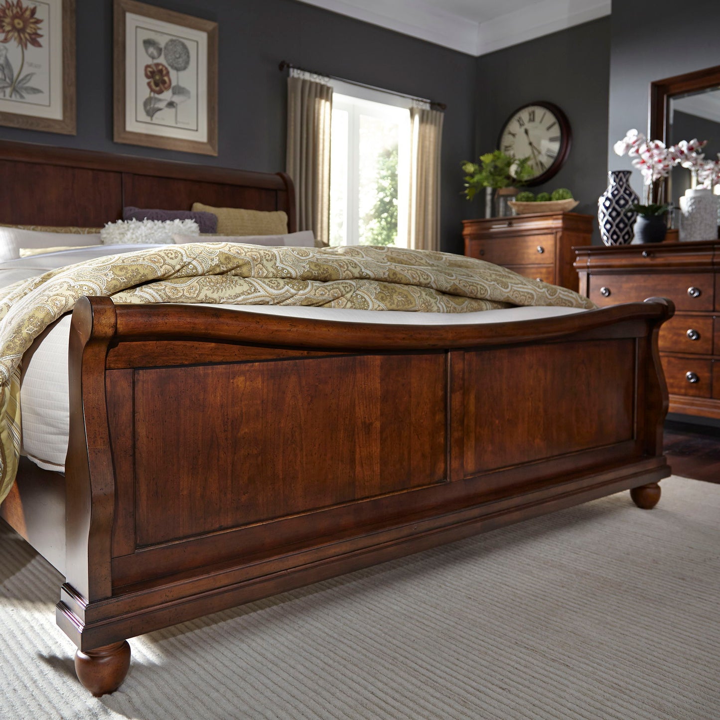 Rustic Traditions - King Sleigh Footboard - Rustic Cherry