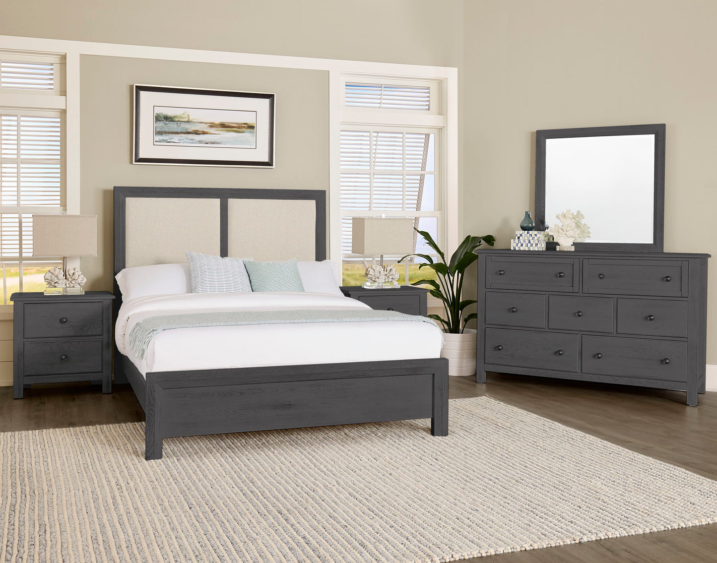 Custom Express - King Upholstered Panel - Pebble Gray / Graphite