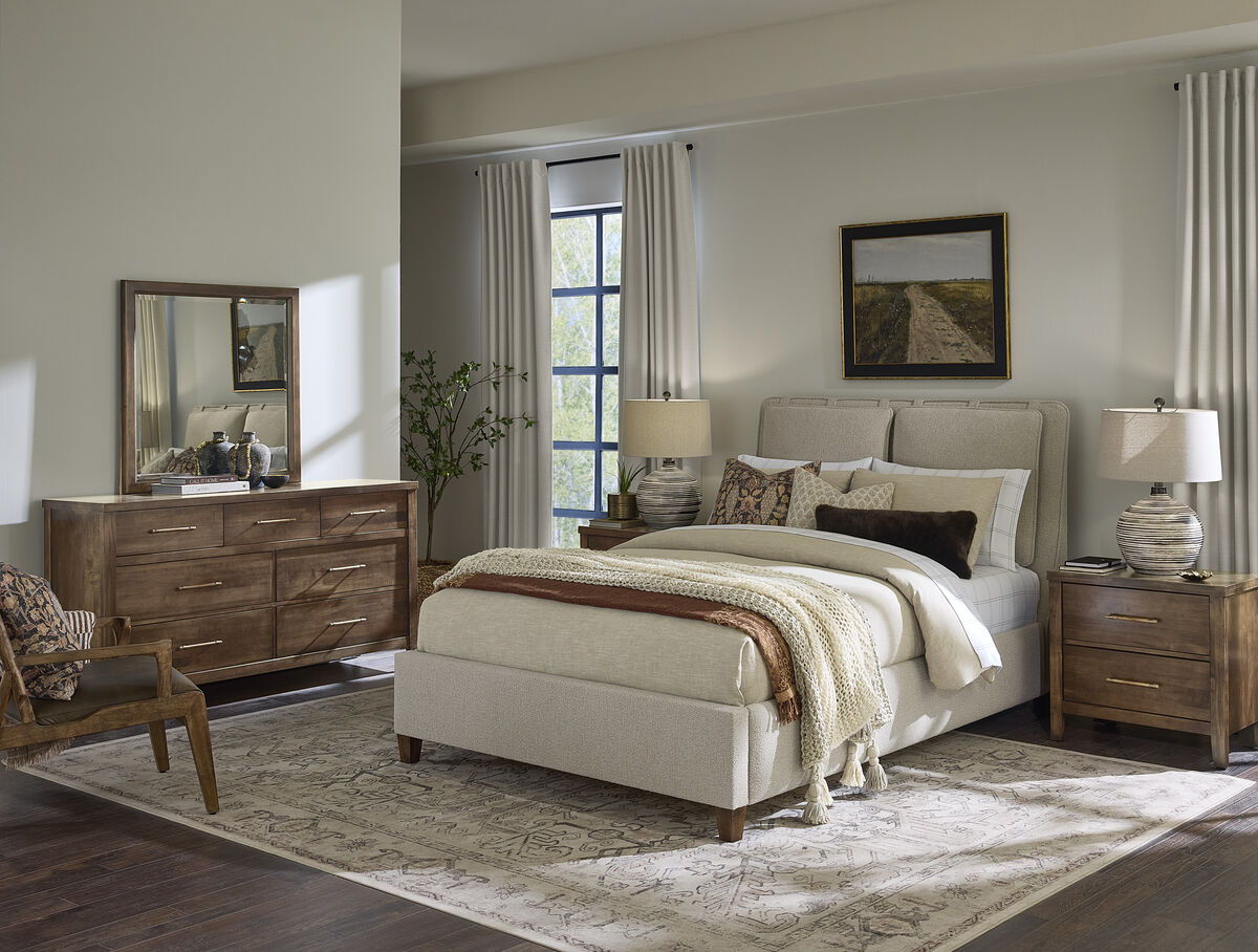Pure Maple - King / Queen Upholstered Rails - Sandstone / Maple Syrup