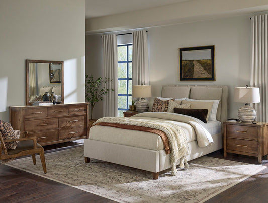 Pure Maple - Queen Upholstered Headboard - Sandstone / Maple Syrup