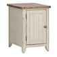 Farmhouse Reimagined - Door Chair Side Table With Charging Station - Antique White / Chestnut Tops