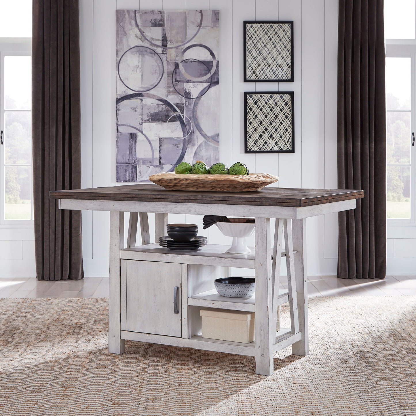 Farmhouse - Gathering Table - Two Tone White / Wood Tone