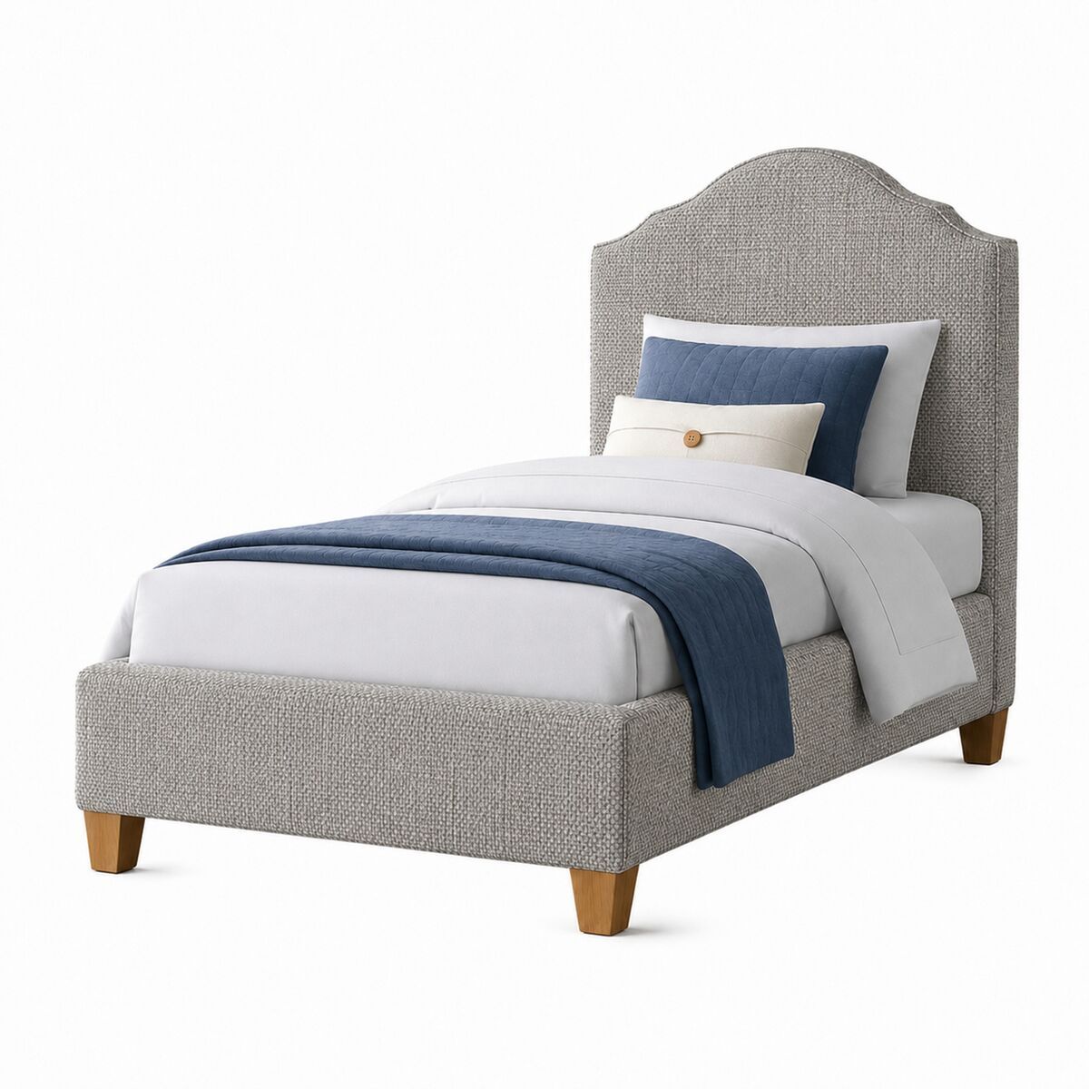 Tide & Timber - Twin Upholstered Headboard 3/3 - Luxe Blue Oak / Ash Gray