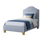 Tide & Timber - Twin Upholstered Headboard 3/3 - Blue Stripe / Luxe Blue Oak