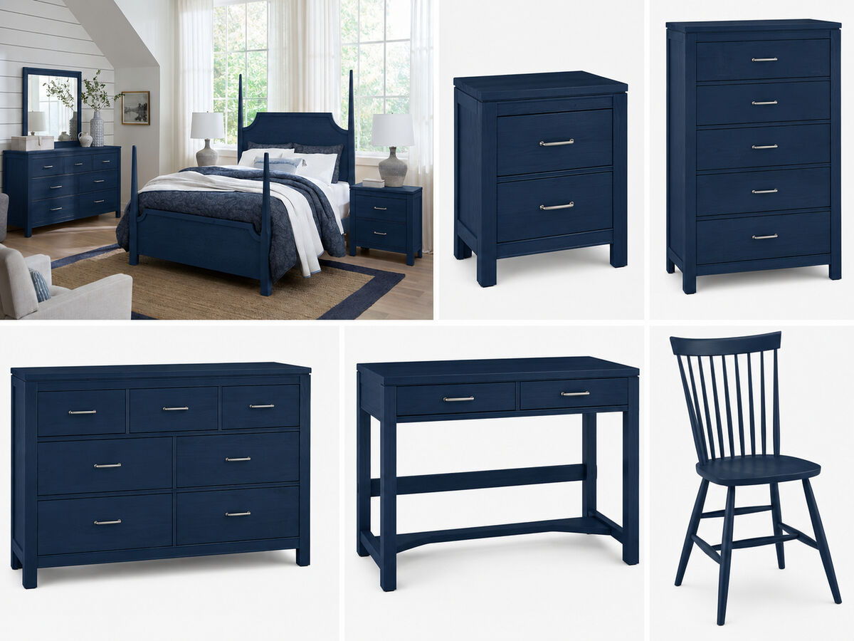 Tide & Timber - Pencil Poster Headboard 6/6 - Luxe Blue Oak