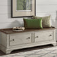 Morgan Creek - Storage Hall Bench - Antique White / Wirebrushed Tobacco Accents