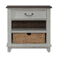 River Place - Bedside Chest With Charging Station - Riverstone White & Tobacco