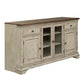 Morgan Creek - Entertainment TV Stand - Antique White / Wirebrushed Tobacco Accents