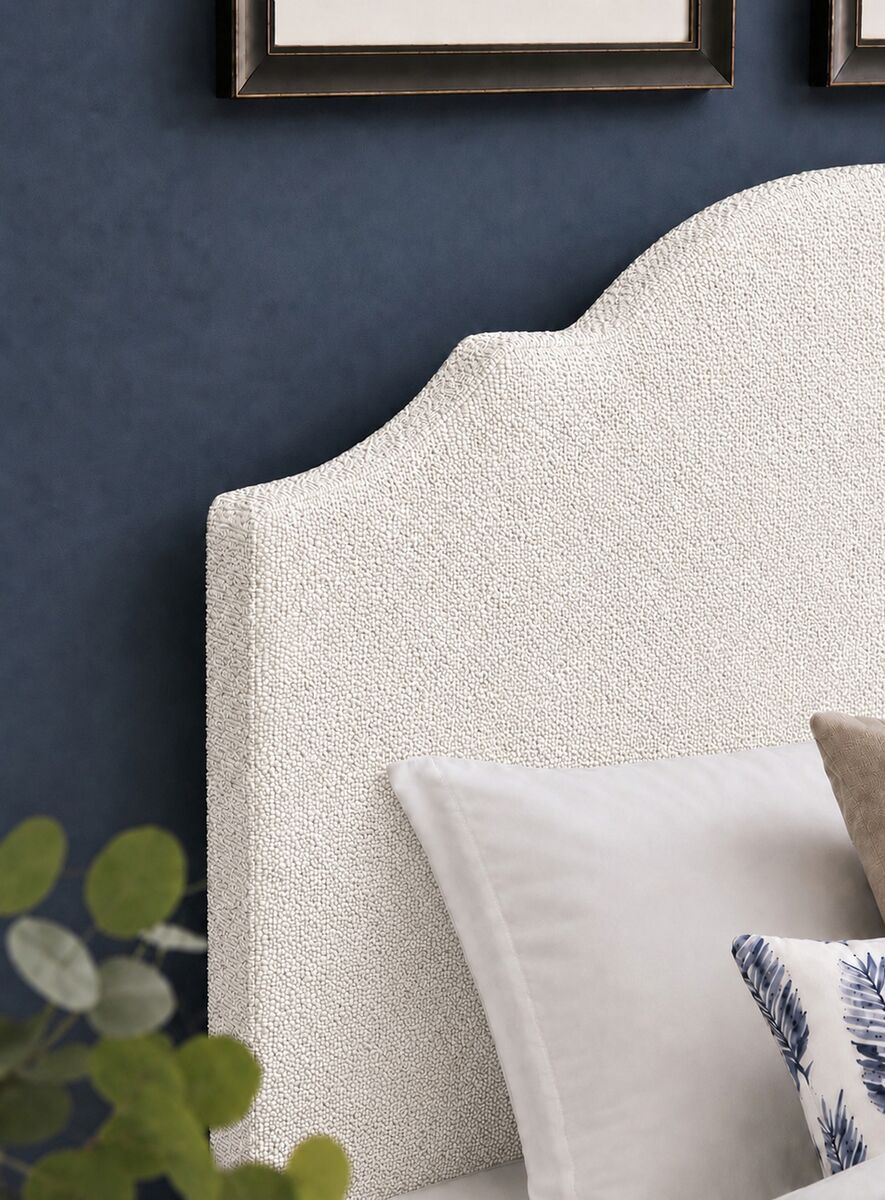 Tide & Timber - Queen Boucle Upholstered Headboard 5/0 - White / Luxe Blue Oak