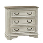 Magnolia Manor - 3 Drawer Bedside Chest With Charging Station - Antique White