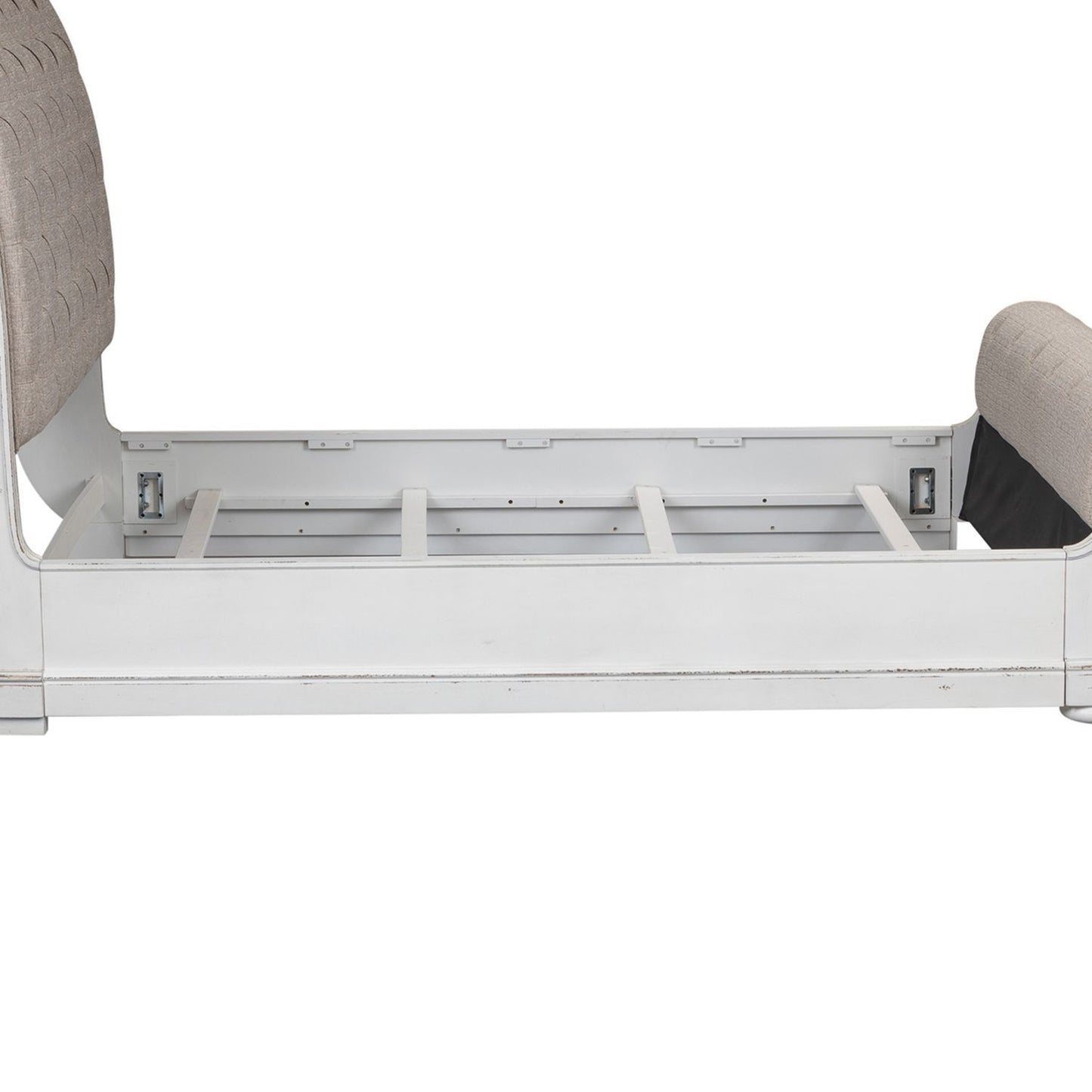 Magnolia Manor - California King Upholstered Sleigh Bed Rails - Antique White