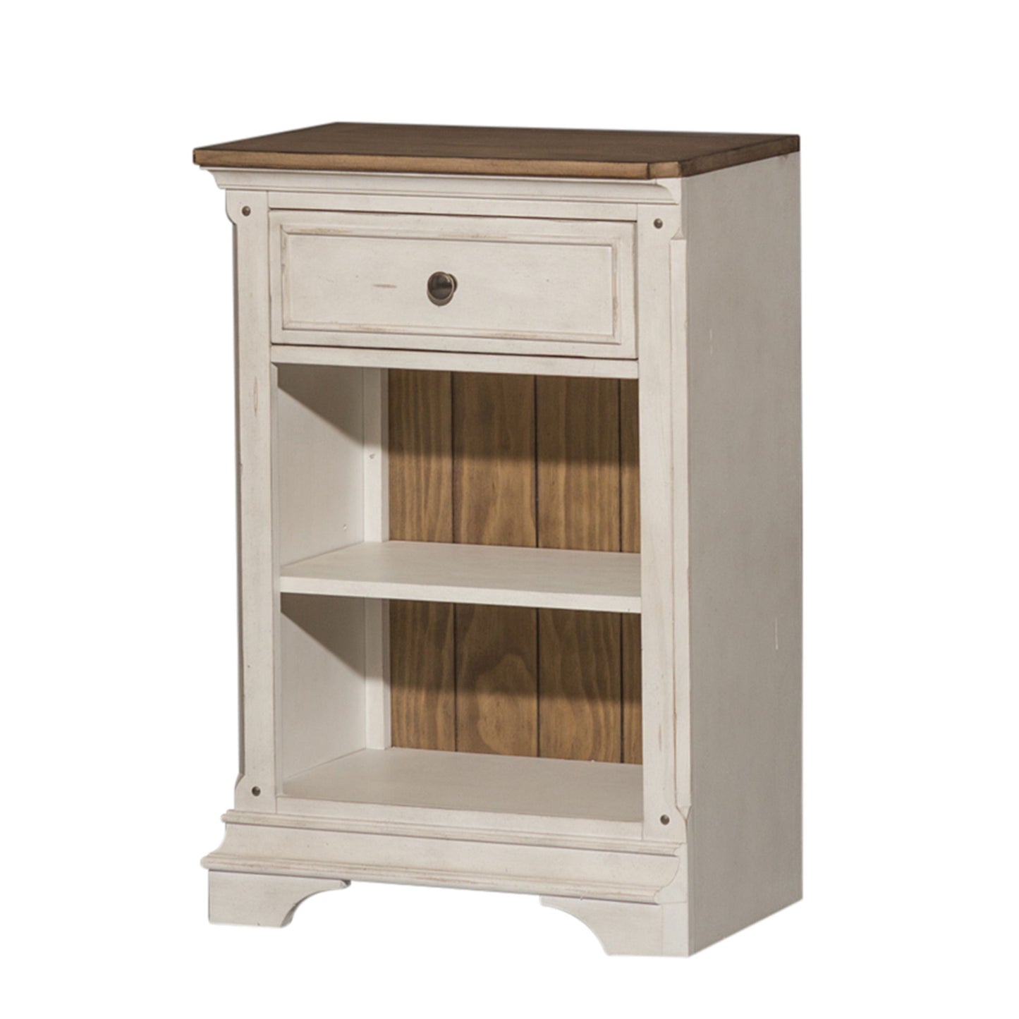 Morgan Creek - Left Pier Base - Antique White / Wirebrushed Tobacco Accents