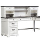 Allyson Park - L Writing Desk Base - Wirebrushed White / Charcoal