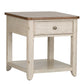 Farmhouse Reimagined - End Table With Basket - Antique White / Chestnut Tops