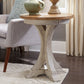 Farmhouse Reimagined - Round Chair Side Table - Antique White / Chestnut Tops
